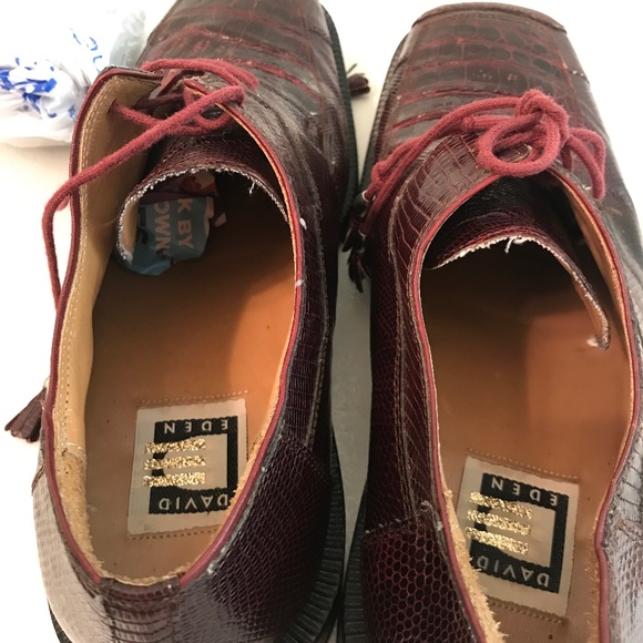 David Eden crocodile lizard burgundy shoes main image 14
